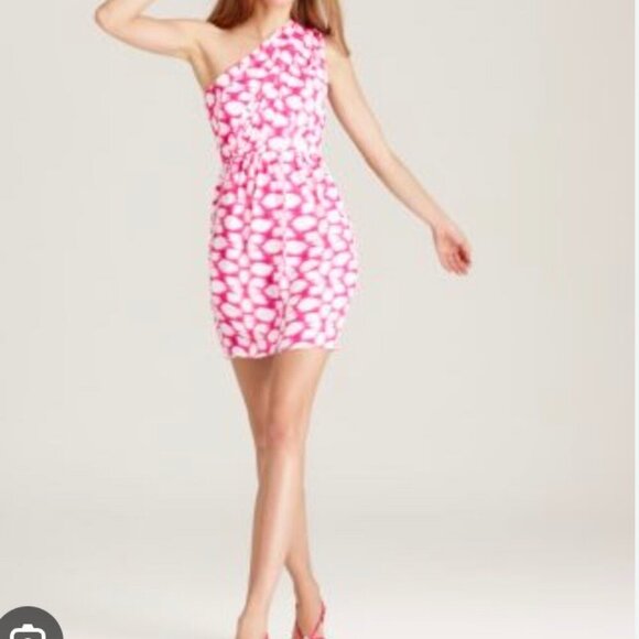 Shoshanna One Shoulder Pink Wedding Guest Dress - Picture 1 of 4